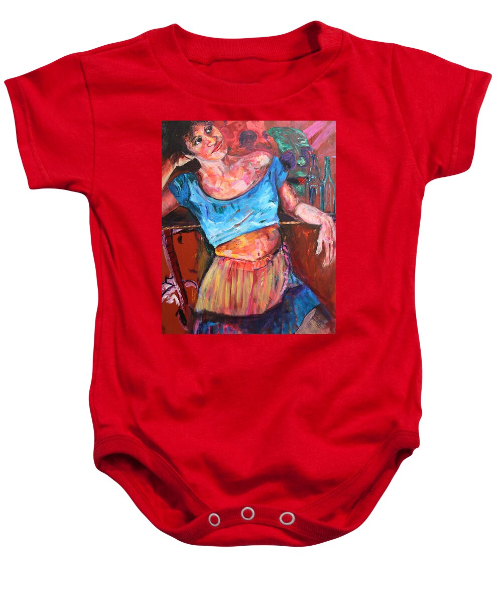 Portraits Baby Onesie featuring the painting Relaxing by Madeleine Shulman