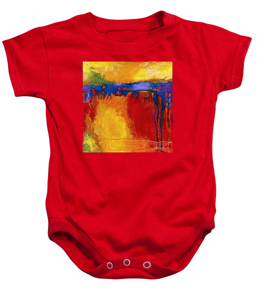 Abstract Baby Onesie featuring the painting Roots by Mary Mirabal
