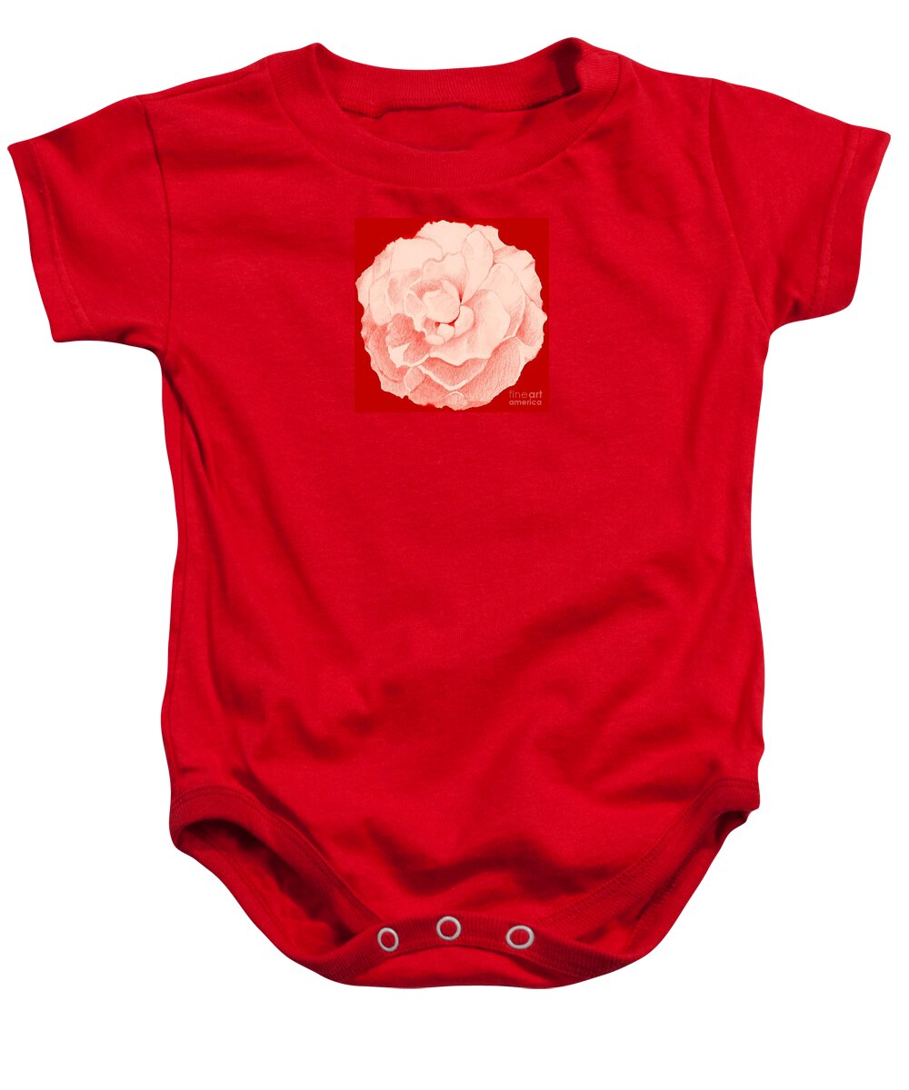 Pink Rose Baby Onesie featuring the digital art Rose On Red by Helena Tiainen