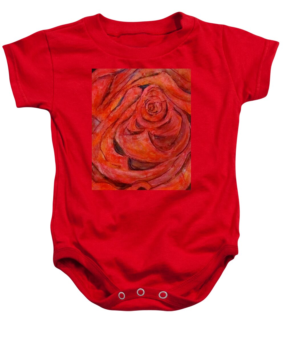 Rose Baby Onesie featuring the painting Rose Red by Barbara O'Toole