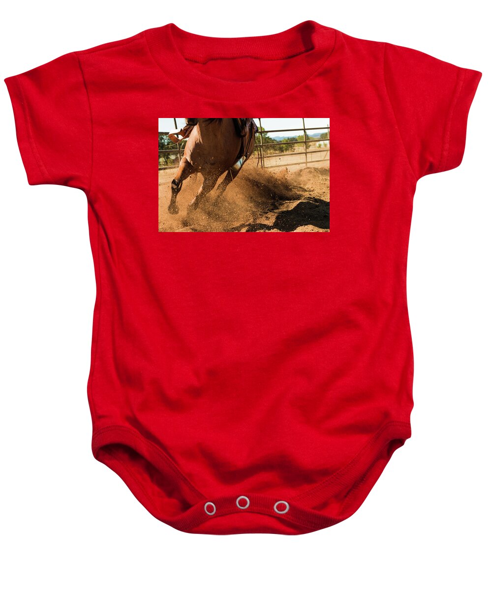 Quarter Horse Baby Onesie featuring the photograph Running Home by Laddie Halupa