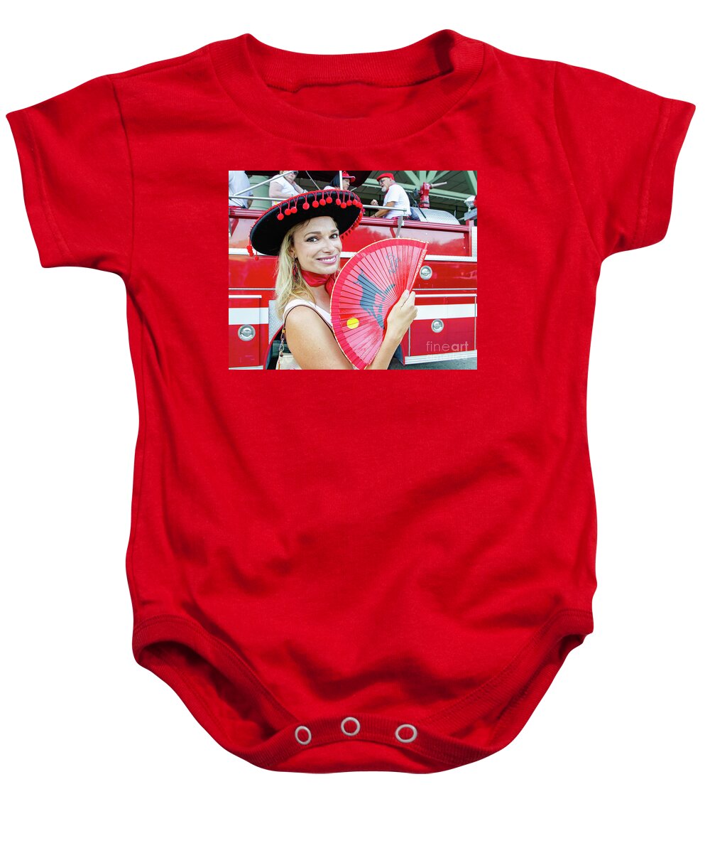 City Baby Onesie featuring the photograph Running of the Bulls Nola - 3 by Kathleen K Parker
