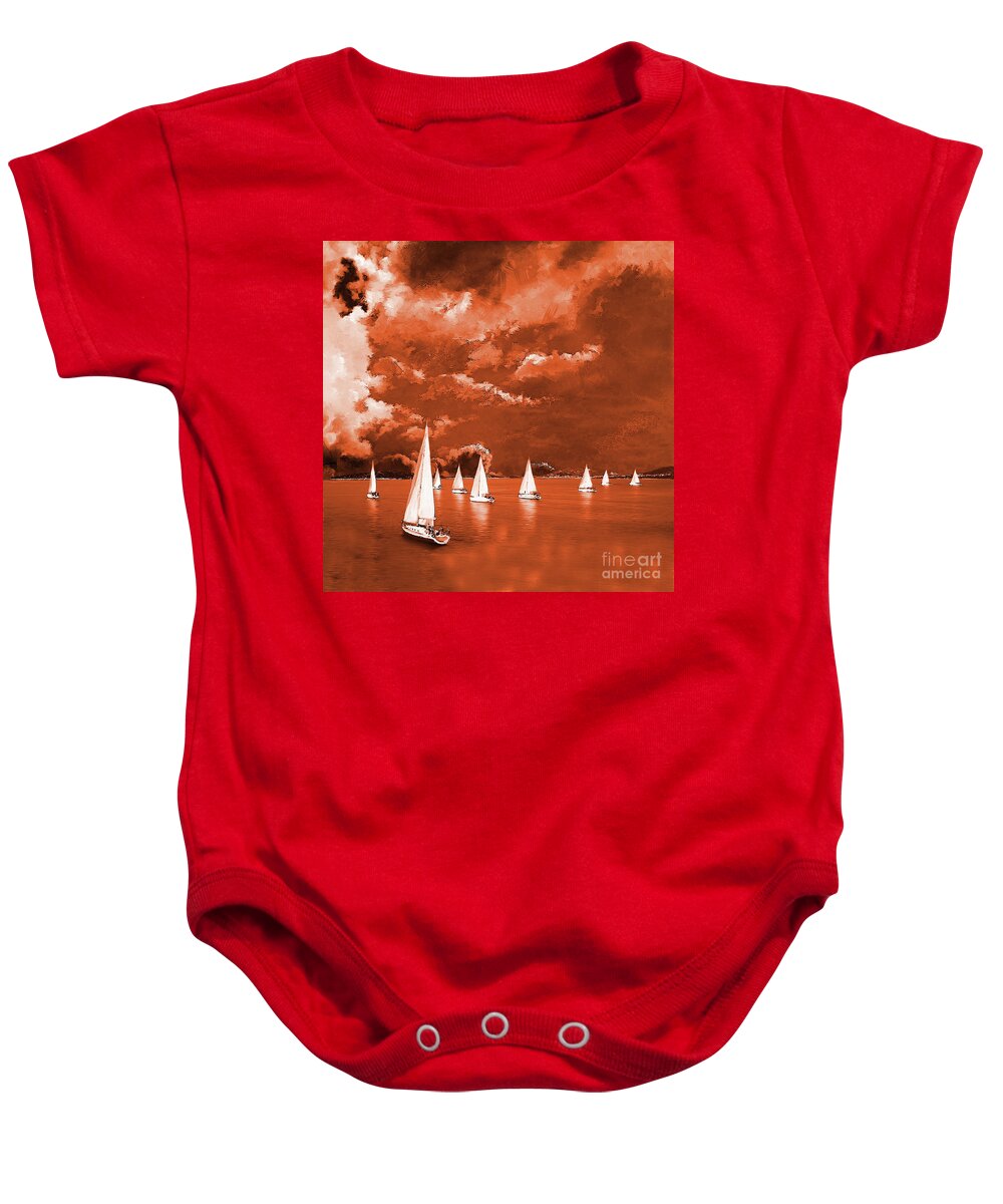 Sailing Baby Onesie featuring the painting Sailing 0921 by Gull G