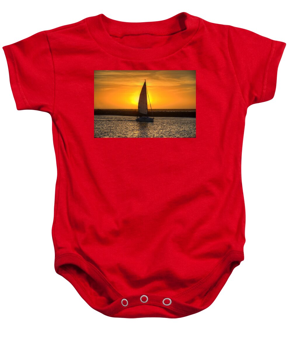 Sail Baby Onesie featuring the photograph Sailing at Sunset by Wendell Ward