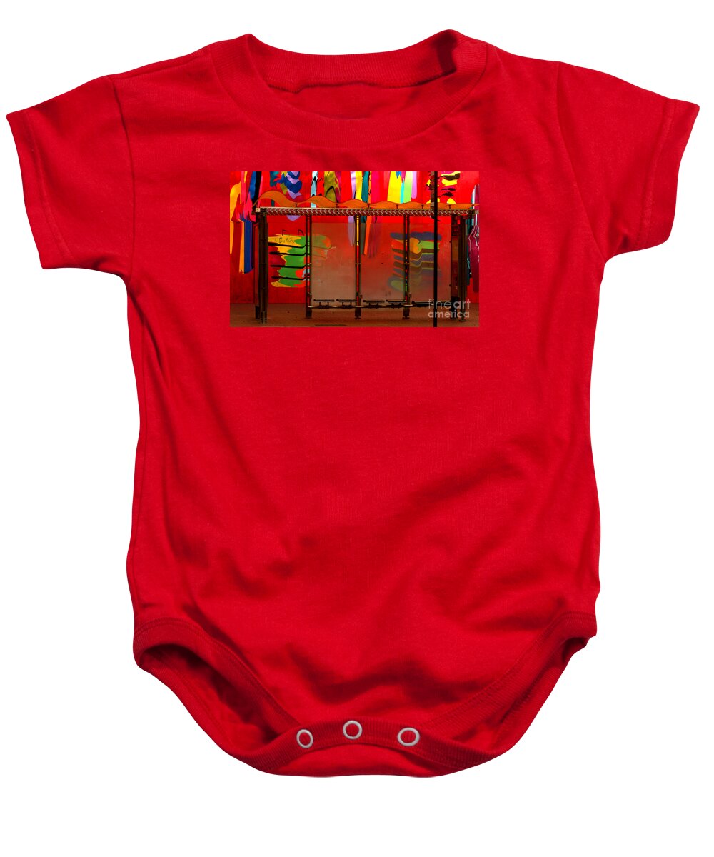 San Francisco Baby Onesie featuring the photograph San Francisco California Bus Stop by Michael Hoard