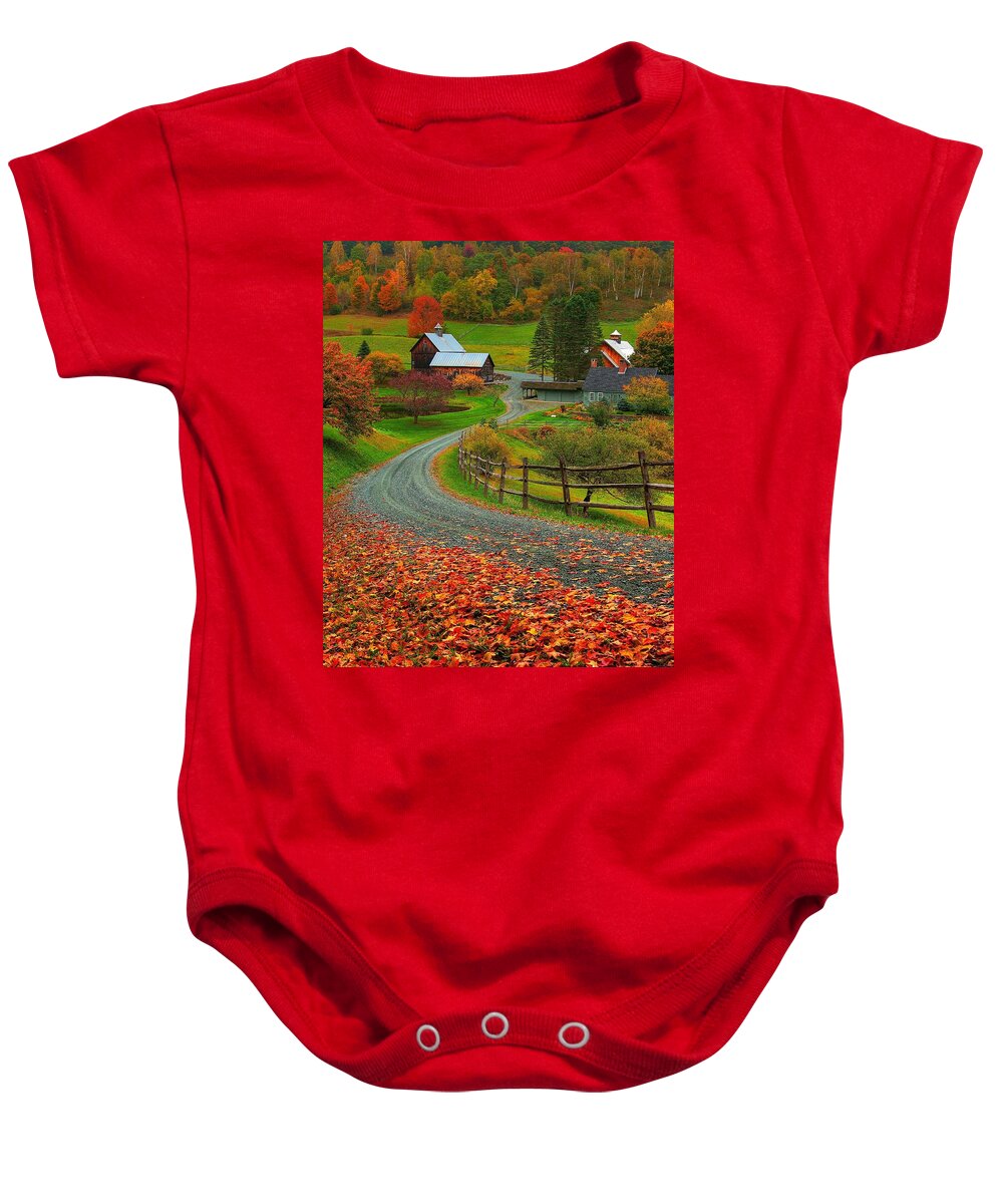 Vermont Baby Onesie featuring the photograph Sleepy Hollow Farm by Steve Brown