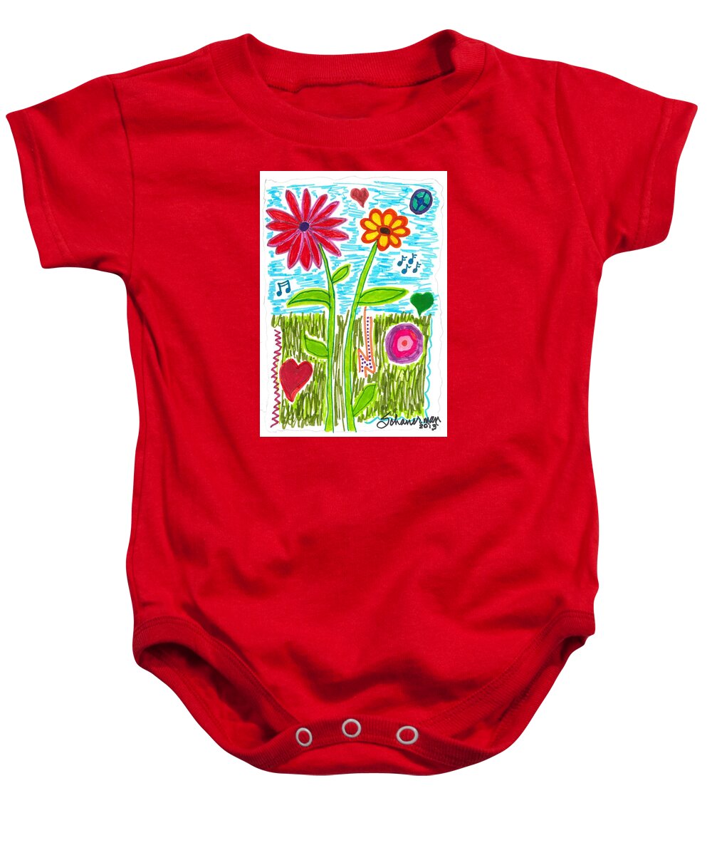 Drawing Baby Onesie featuring the drawing Spring Has Sprung by Susan Schanerman