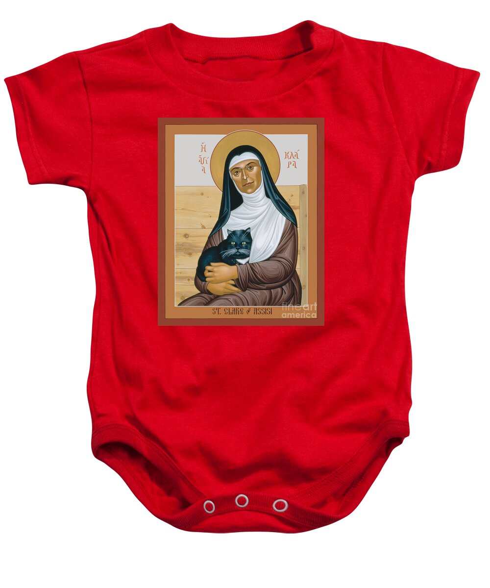 St. Clare Of Assisi Baby Onesie featuring the painting St. Clare of Assisi - RLCOA by Br Robert Lentz OFM