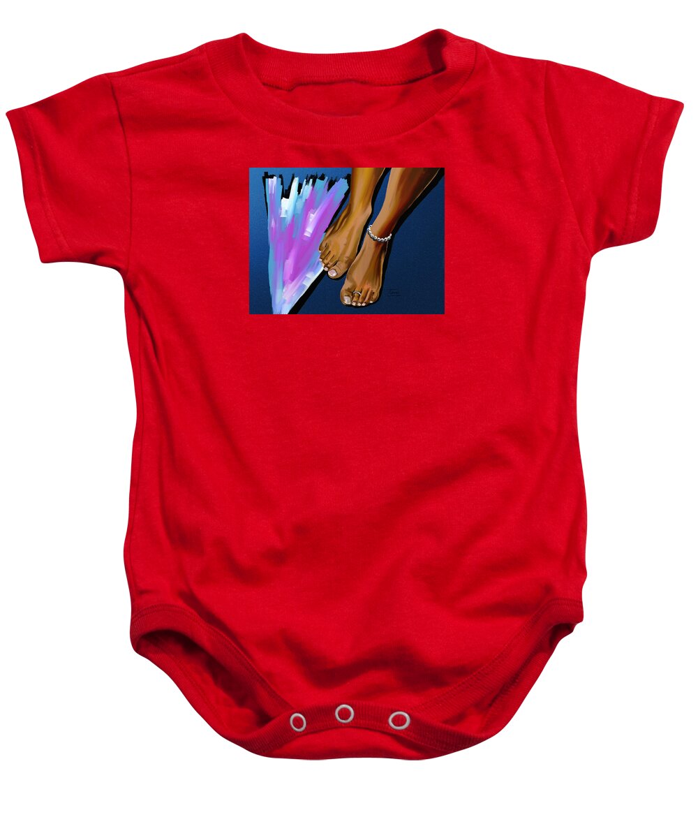 Feet Baby Onesie featuring the drawing Step by Terri Meredith