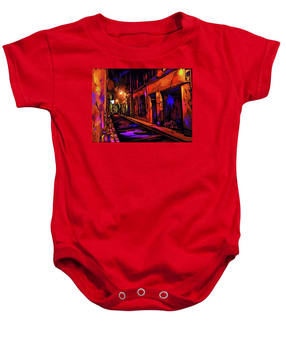 Avignon Baby Onesie featuring the painting Street in Avignon, France by DC Langer