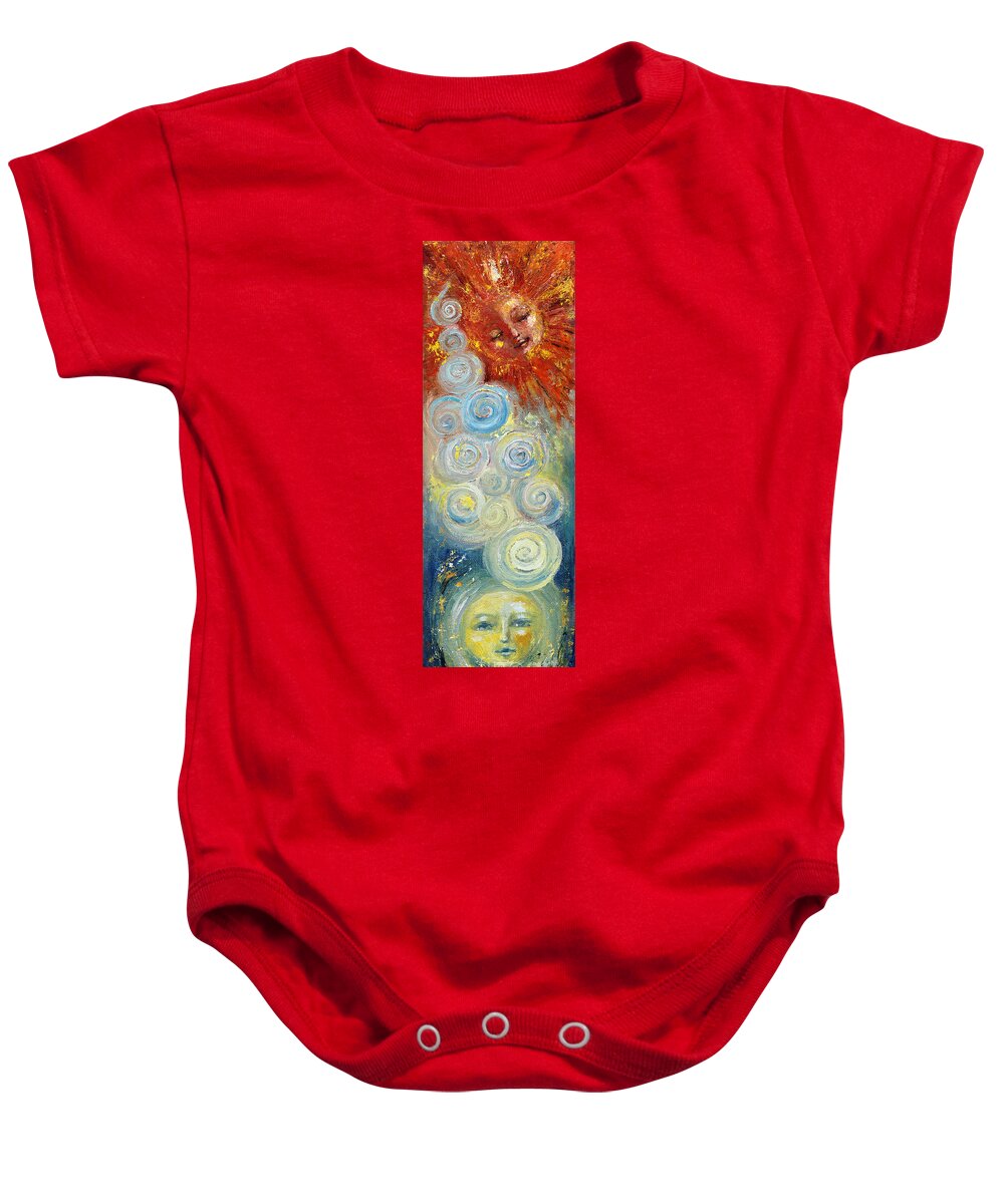 Sun Baby Onesie featuring the painting Sun and Moon by Manami Lingerfelt