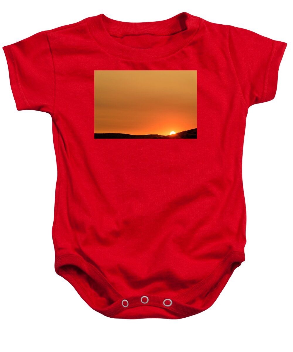 Sunrise Baby Onesie featuring the digital art Sunrise over the Umtanum ridge by Michael Lee