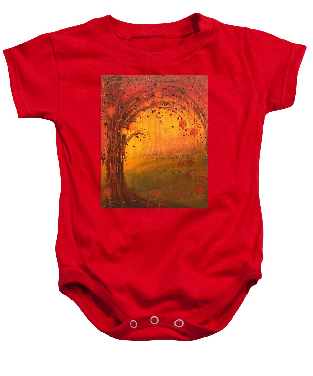 Acrylic Baby Onesie featuring the painting Textured Fall - Tree Series by Brenda O'Quin