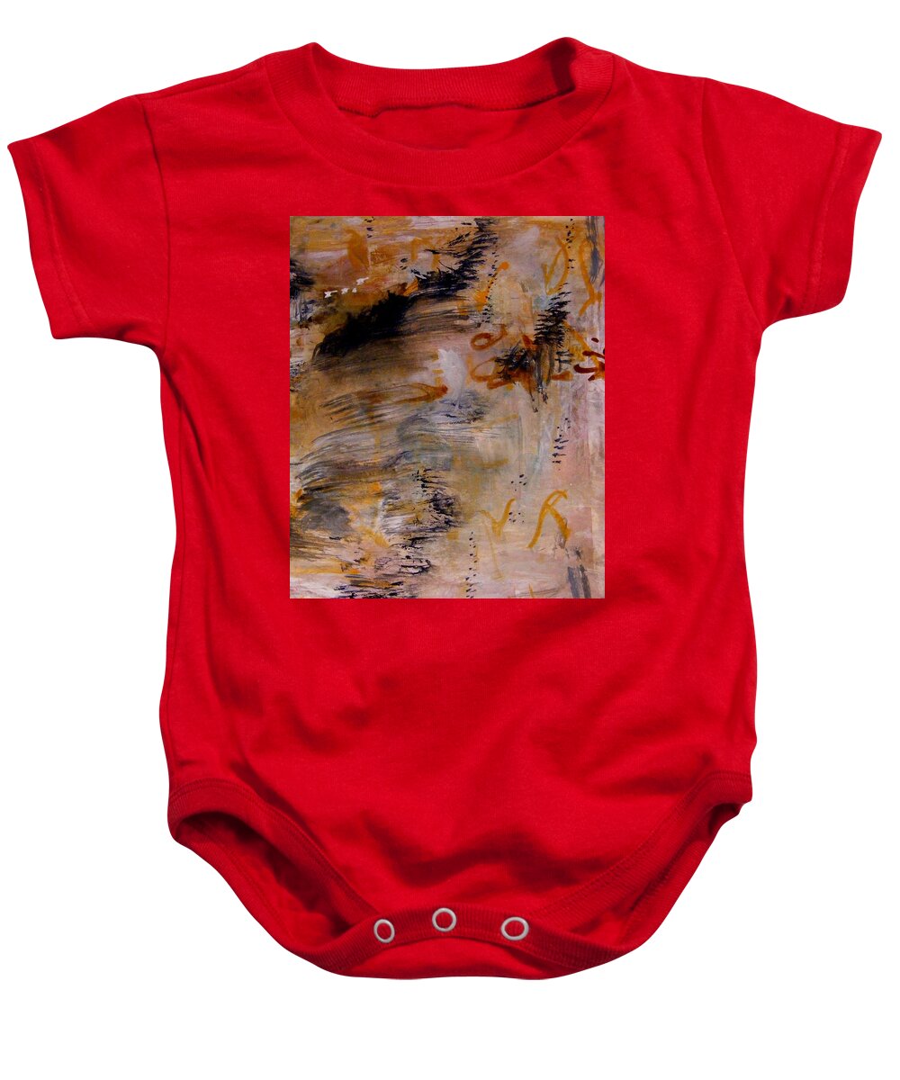Abstract Watercolor And Gouache Aerial Landscape Painting Baby Onesie featuring the painting The Flight by Nancy Kane Chapman