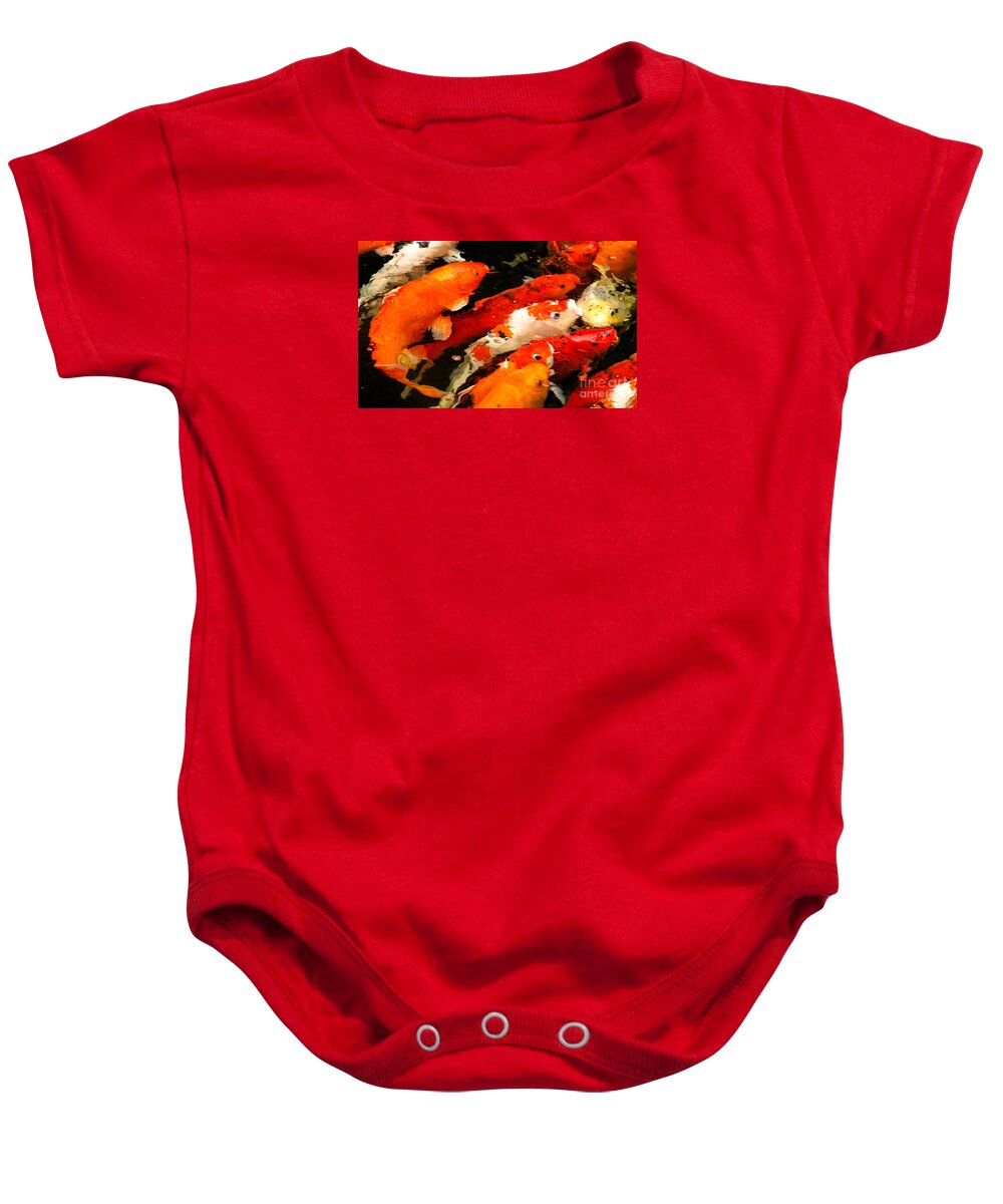 Koi Baby Onesie featuring the photograph The Gathering by Marilyn Cornwell