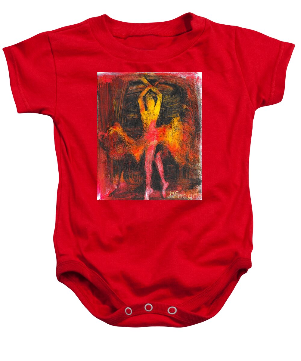 Dancer Baby Onesie featuring the mixed media The Performer by Mafalda Cento
