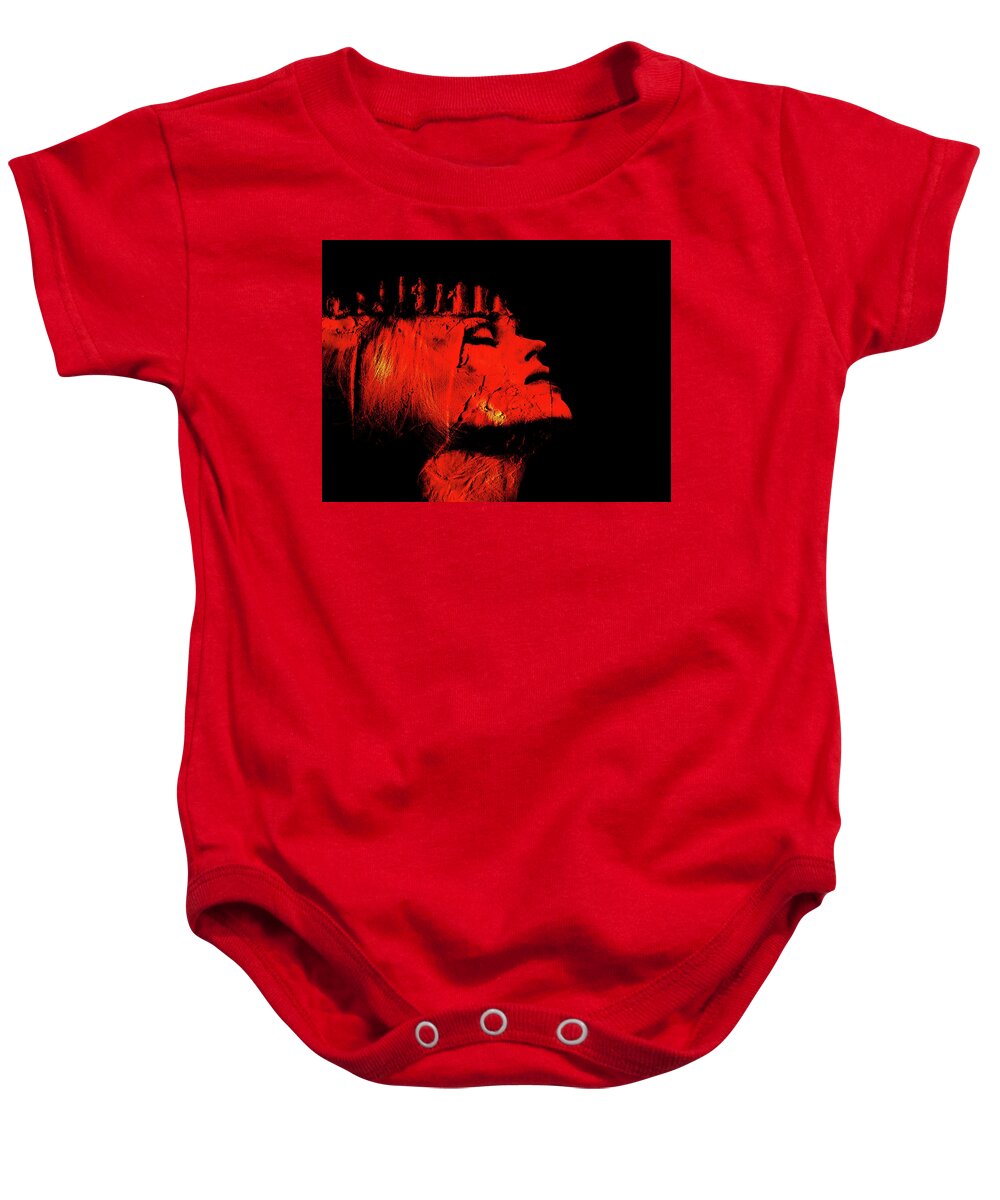 Crown Baby Onesie featuring the photograph The red face with the crown by Gabi Hampe