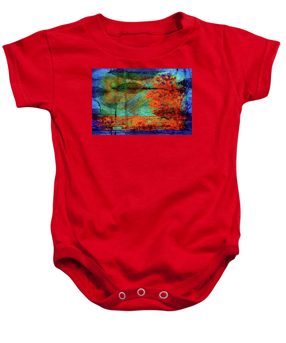Abstract Baby Onesie featuring the digital art The tree and the leaves by Lilia S