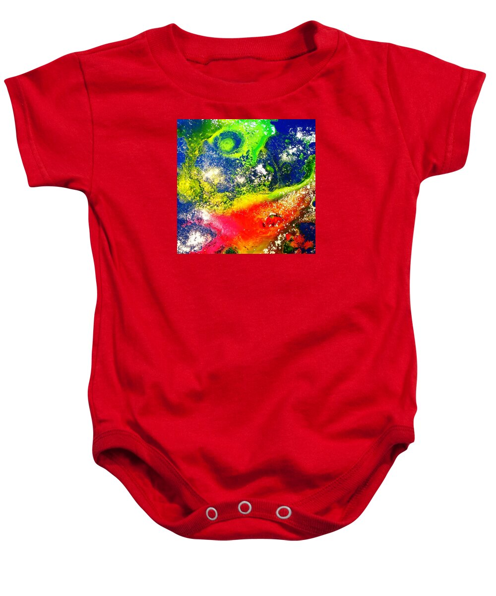 Abstract Baby Onesie featuring the painting Through the Haze of Time Three by Louise Adams
