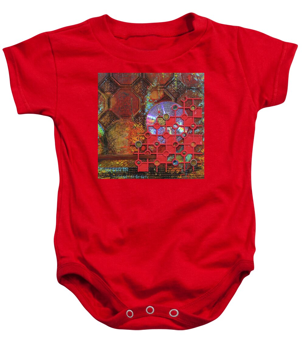Assemblage Painting Baby Onesie featuring the painting Time Passage III by Elaine Booth-Kallweit