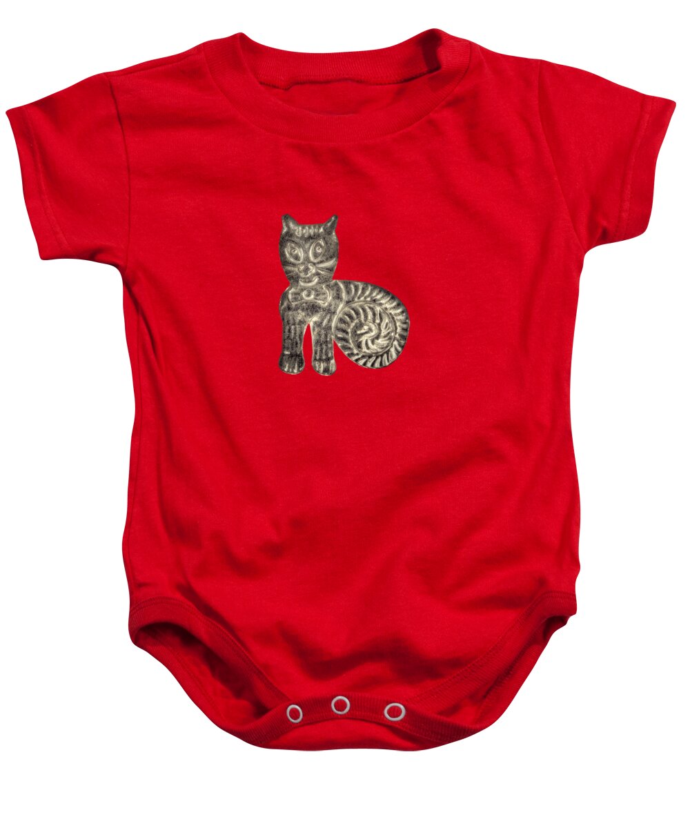 Good Luck Baby Onesie featuring the photograph Tin Cat by YoPedro