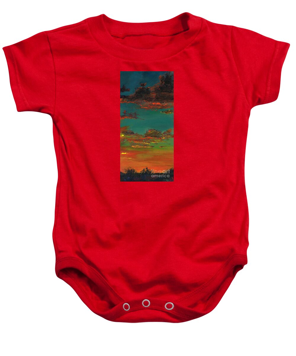 Sunsets Baby Onesie featuring the painting Triptych 3 by Frances Marino