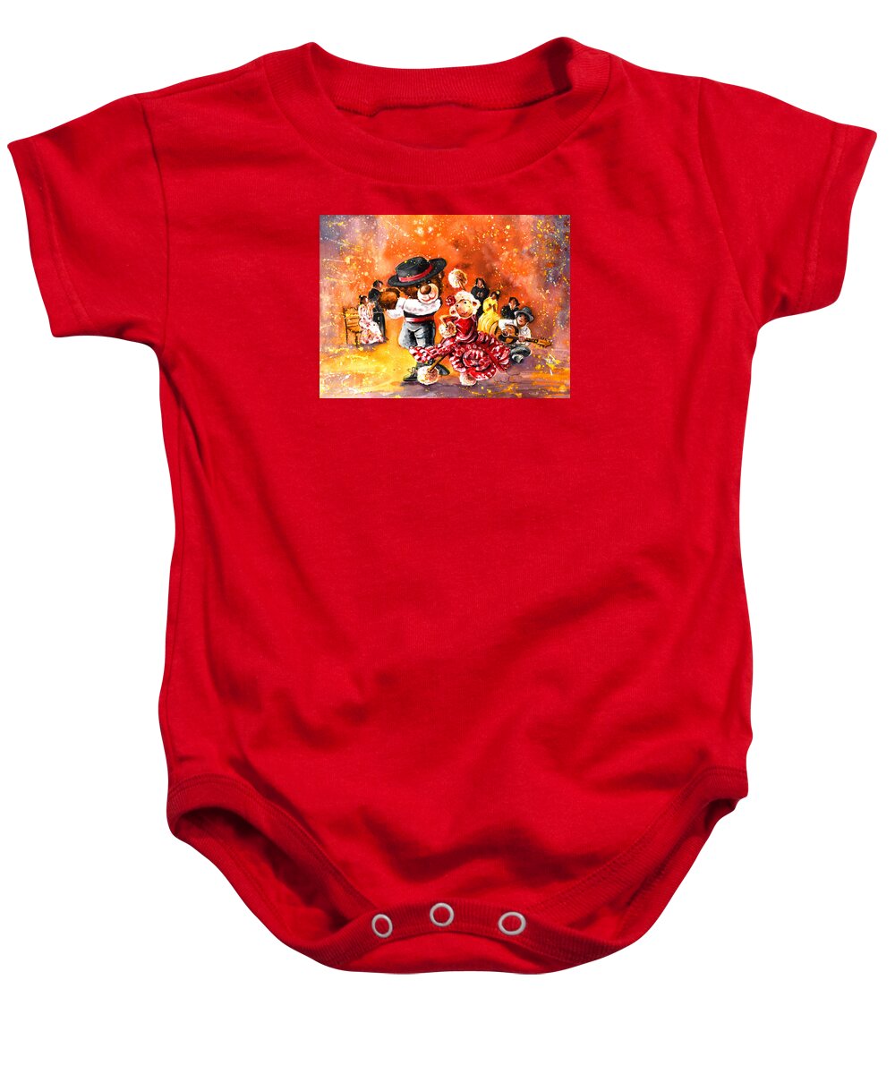 Animals Baby Onesie featuring the painting Truffle McFurry And Mary Performing Flamenco by Miki De Goodaboom