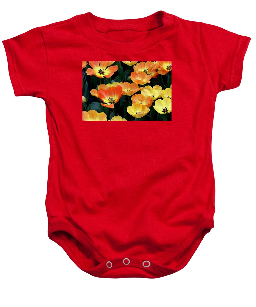 Flower Baby Onesie featuring the photograph Tulips by Sarah Lilja