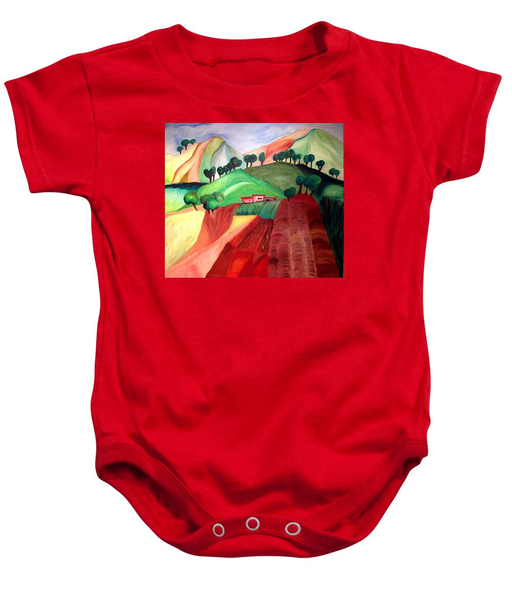 Abstract Baby Onesie featuring the painting Tuscan Landscape by Patricia Arroyo
