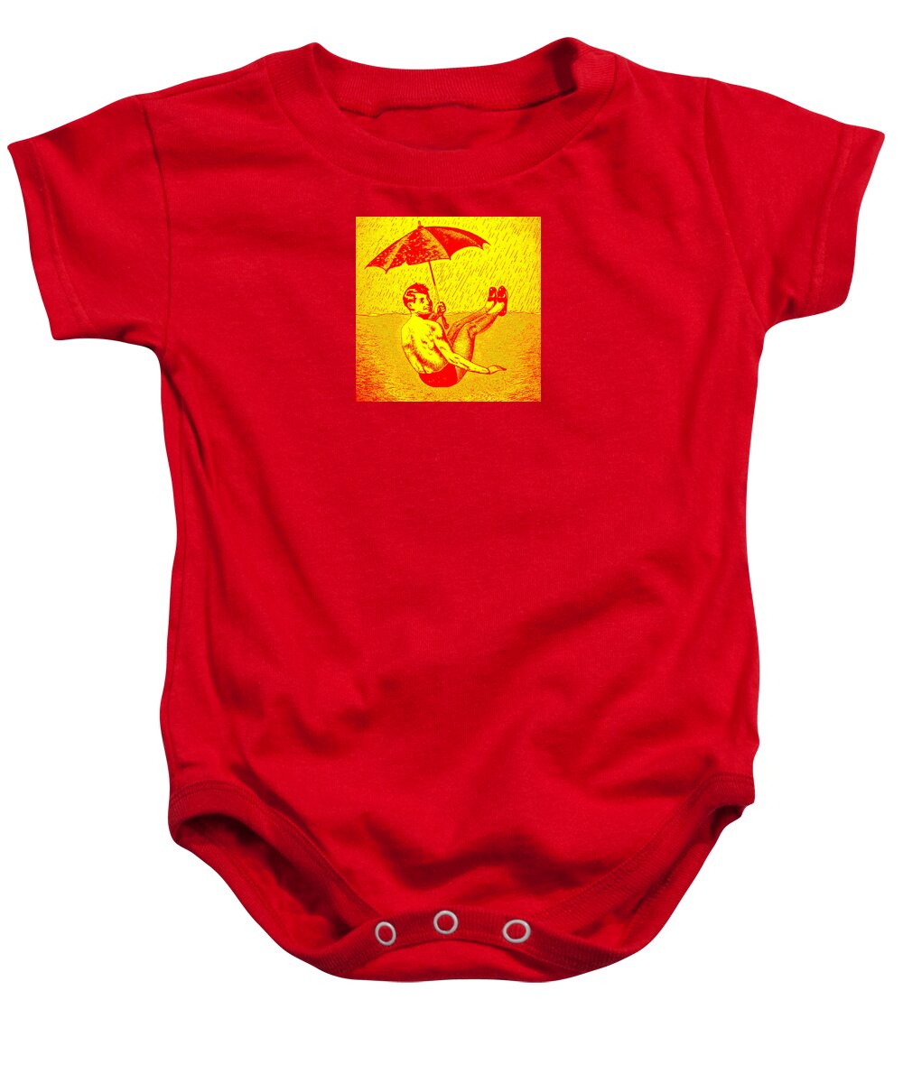 Digital Print Baby Onesie featuring the painting Umbrella Red Yellow by Steve Fields