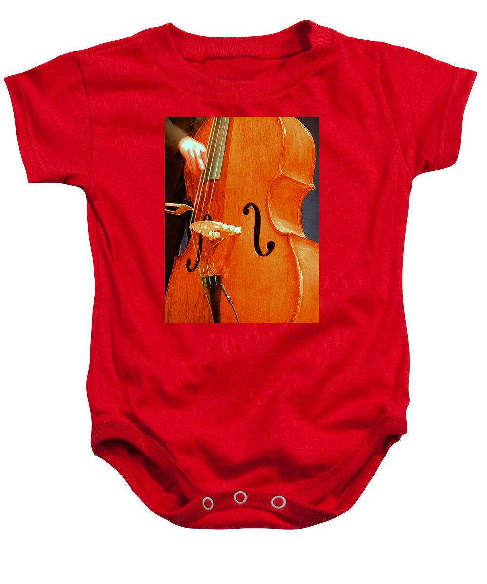 Bass Baby Onesie featuring the photograph Upright Bass 3 by Anita Burgermeister