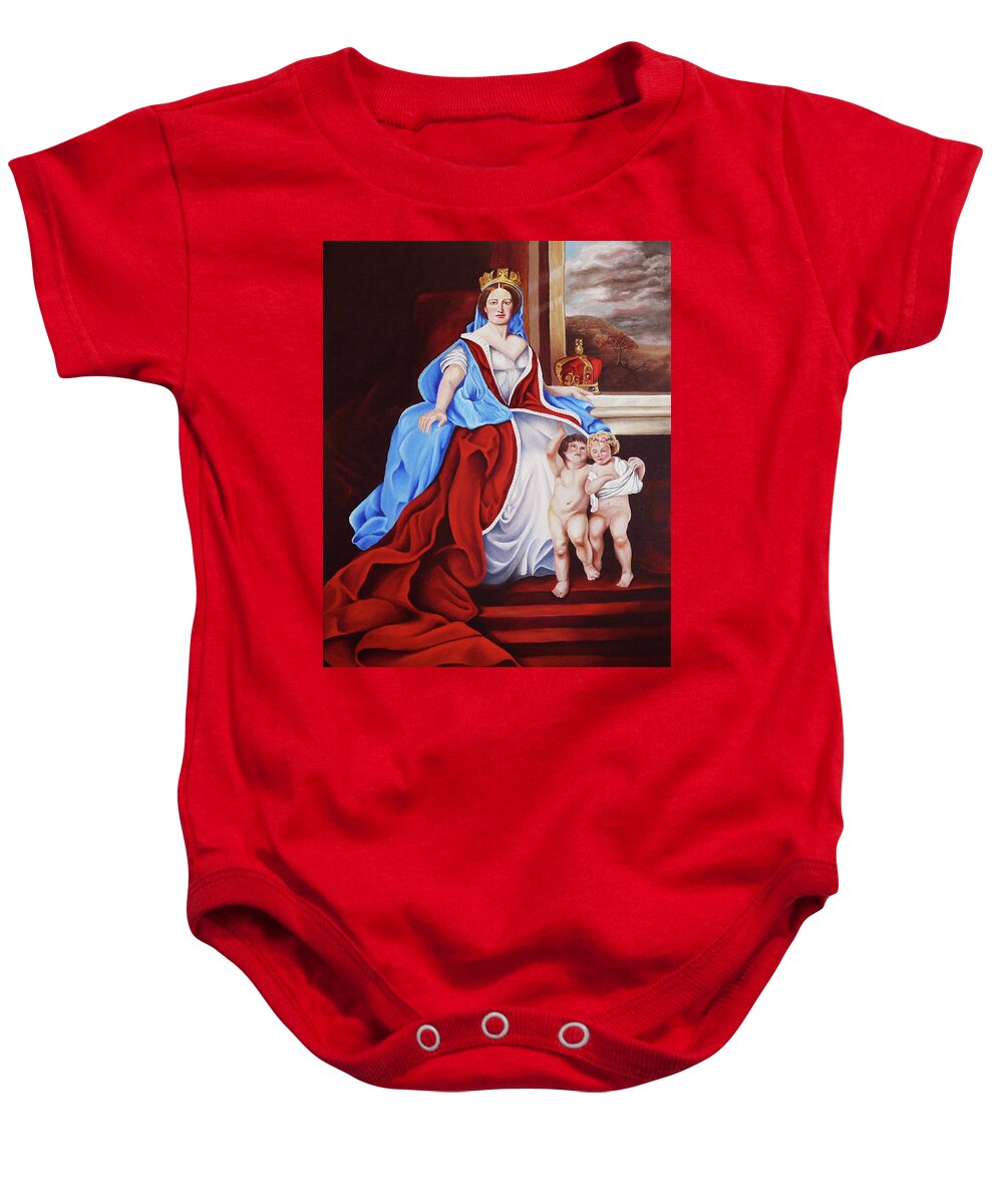 Virgin Mary Baby Onesie featuring the painting Venerated Virgin by Vic Ritchey