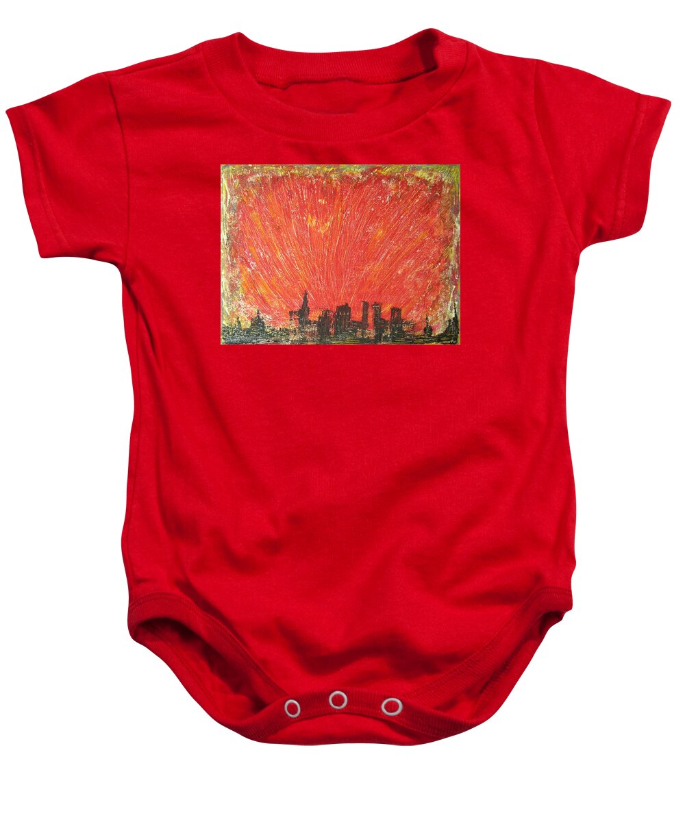 Acryl Painting Artwork Baby Onesie featuring the painting W11 - rescue heart by KUNST MIT HERZ Art with heart