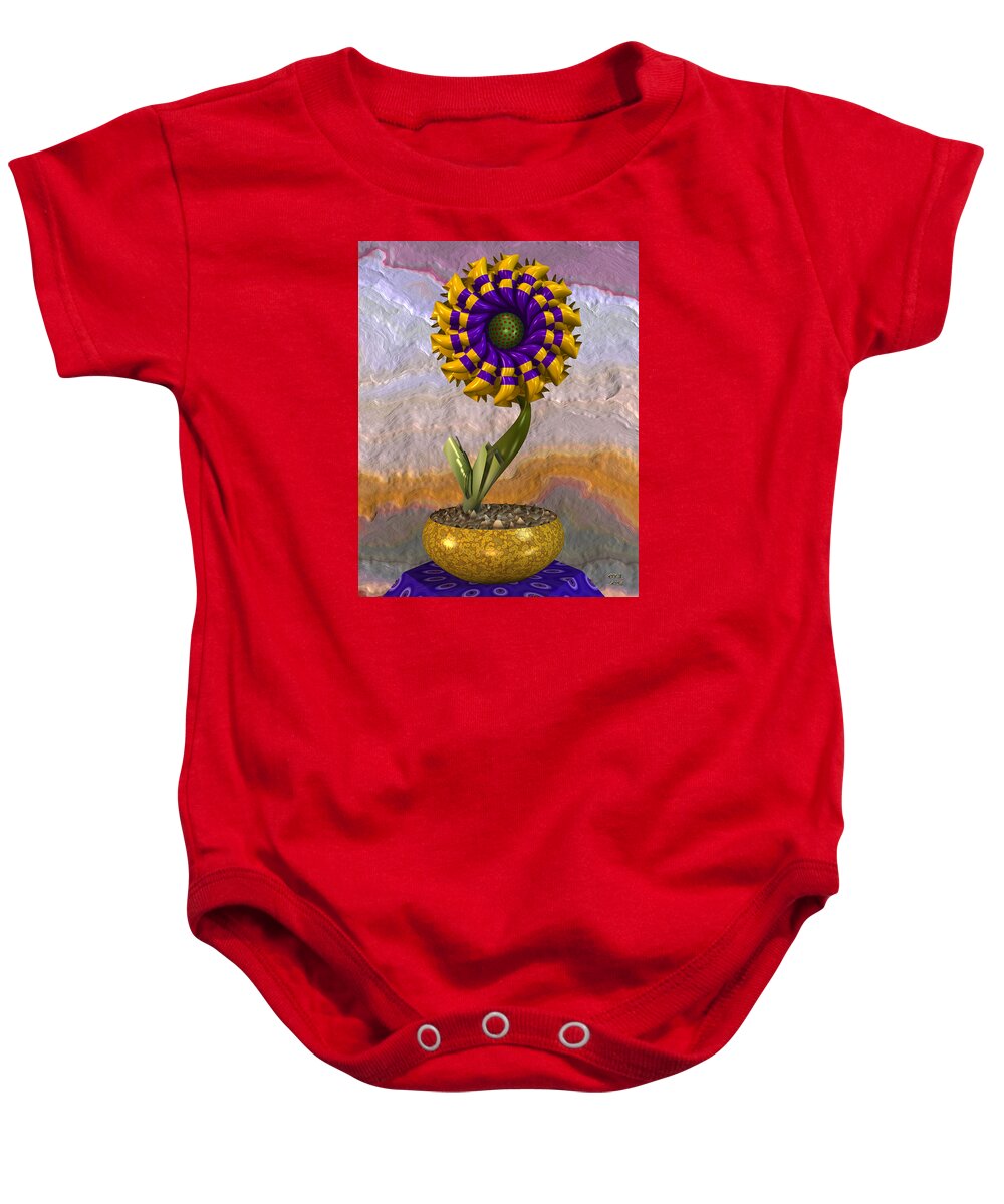 Abstract Baby Onesie featuring the digital art Wall Flower by Manny Lorenzo