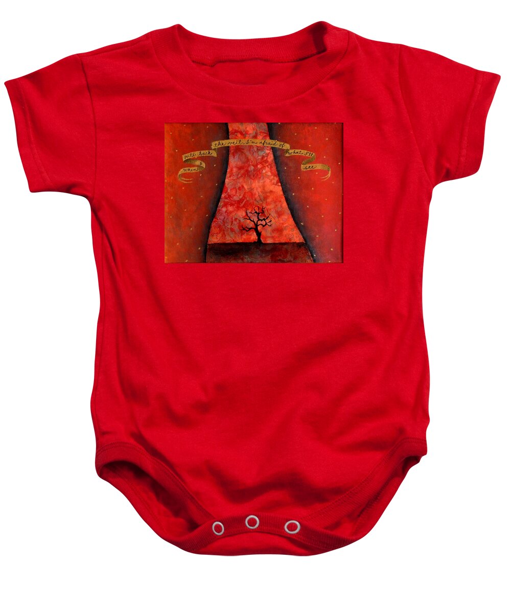 Landscape Baby Onesie featuring the painting When I Pull Back the Veil by Pauline Lim