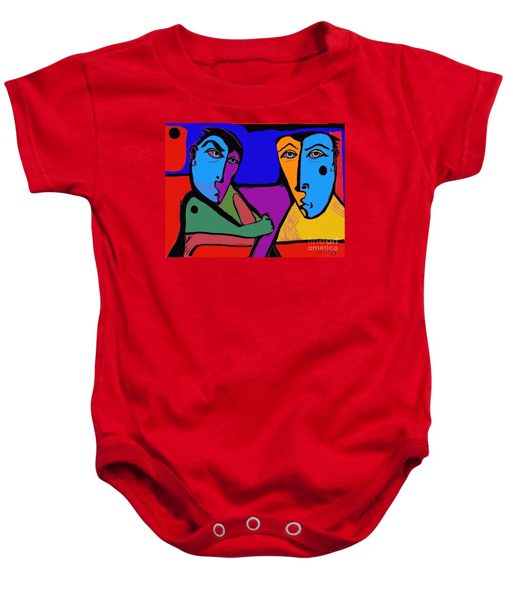  Baby Onesie featuring the digital art Who's doing this? by Hans Magden