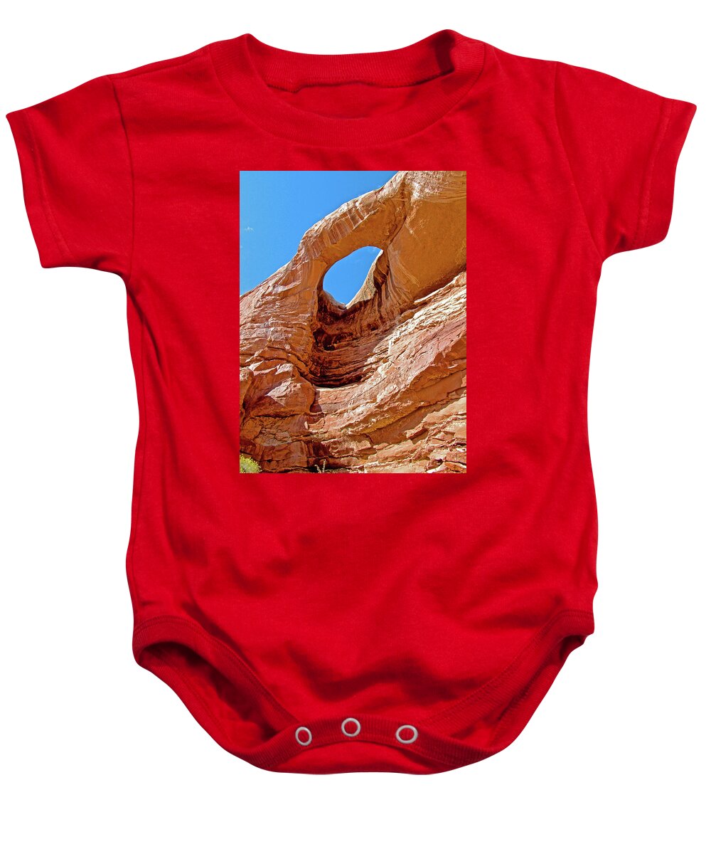 Window In Birthday Arch Off Highway 89 North Baby Onesie featuring the photograph Window in Birthday Arch off Highway 89 North, Utah by Ruth Hager