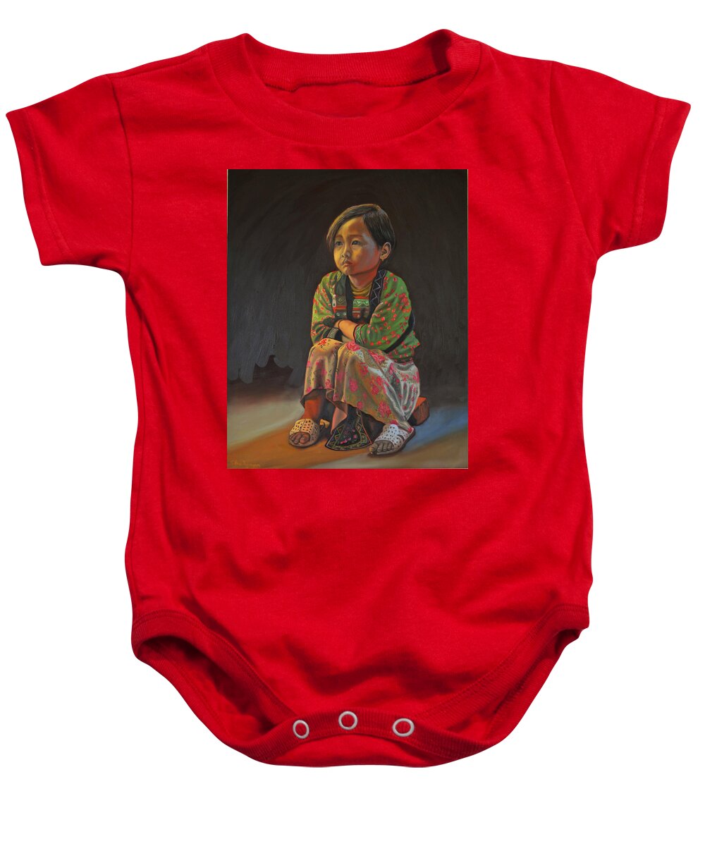 Portrait Painting Baby Onesie featuring the painting Winter Night by Thu Nguyen