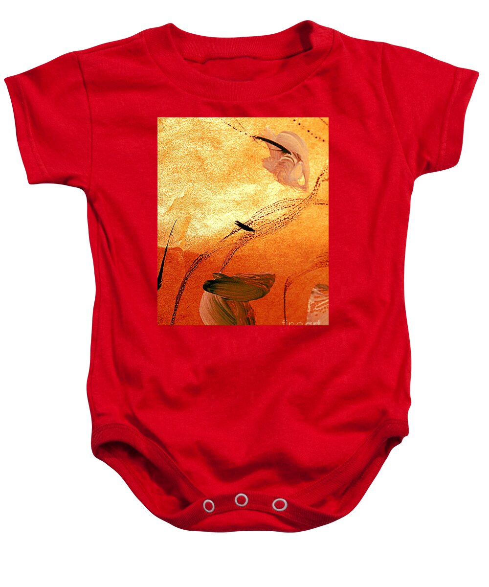 Abstract Imaginary Flowers Baby Onesie featuring the painting Ying and Yang Flowers by Nancy Kane Chapman