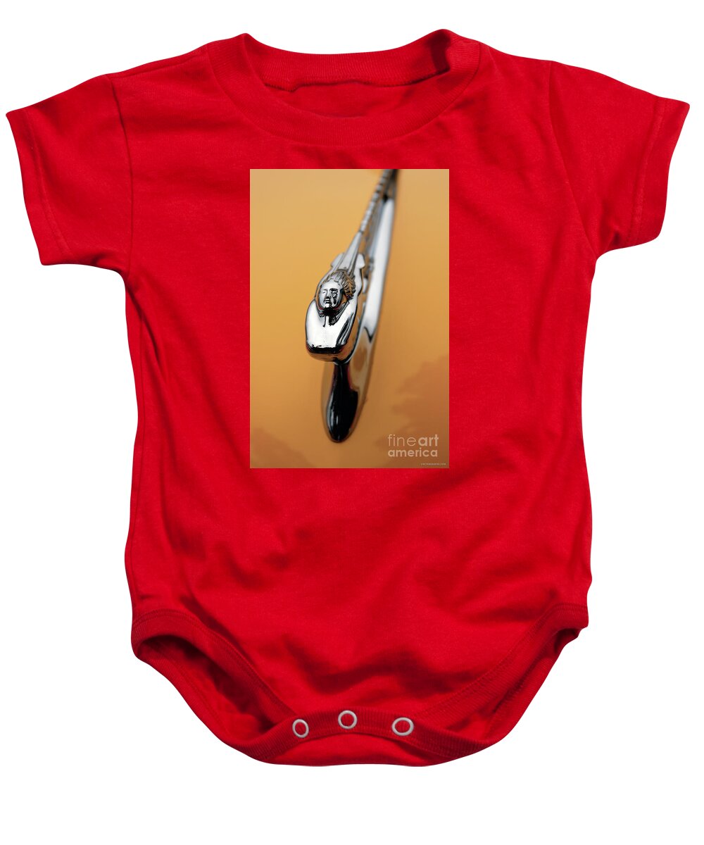 Vintage Baby Onesie featuring the photograph 1936 Auburn Speedster Hood Ornament #2 by Lucie Collins