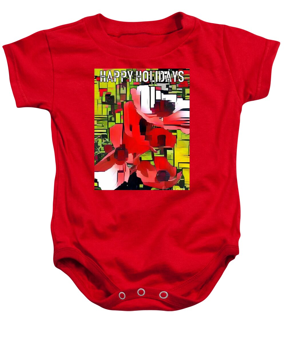 Red And Green Baby Onesie featuring the photograph Happy Holidays Red and Green by Jodie Marie Anne Richardson Traugott     aka jm-ART
