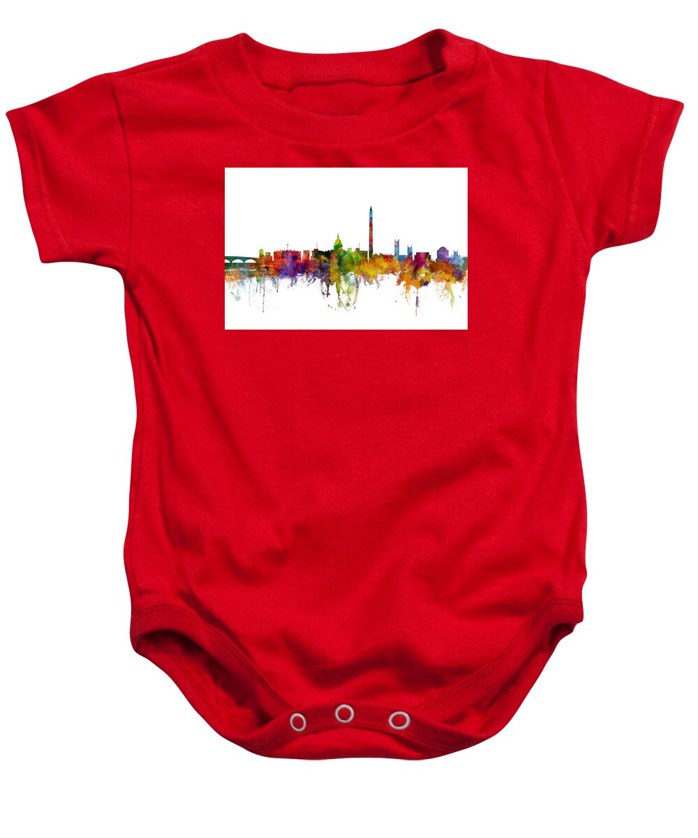 United States Baby Onesie featuring the digital art Washington DC Skyline #21 by Michael Tompsett
