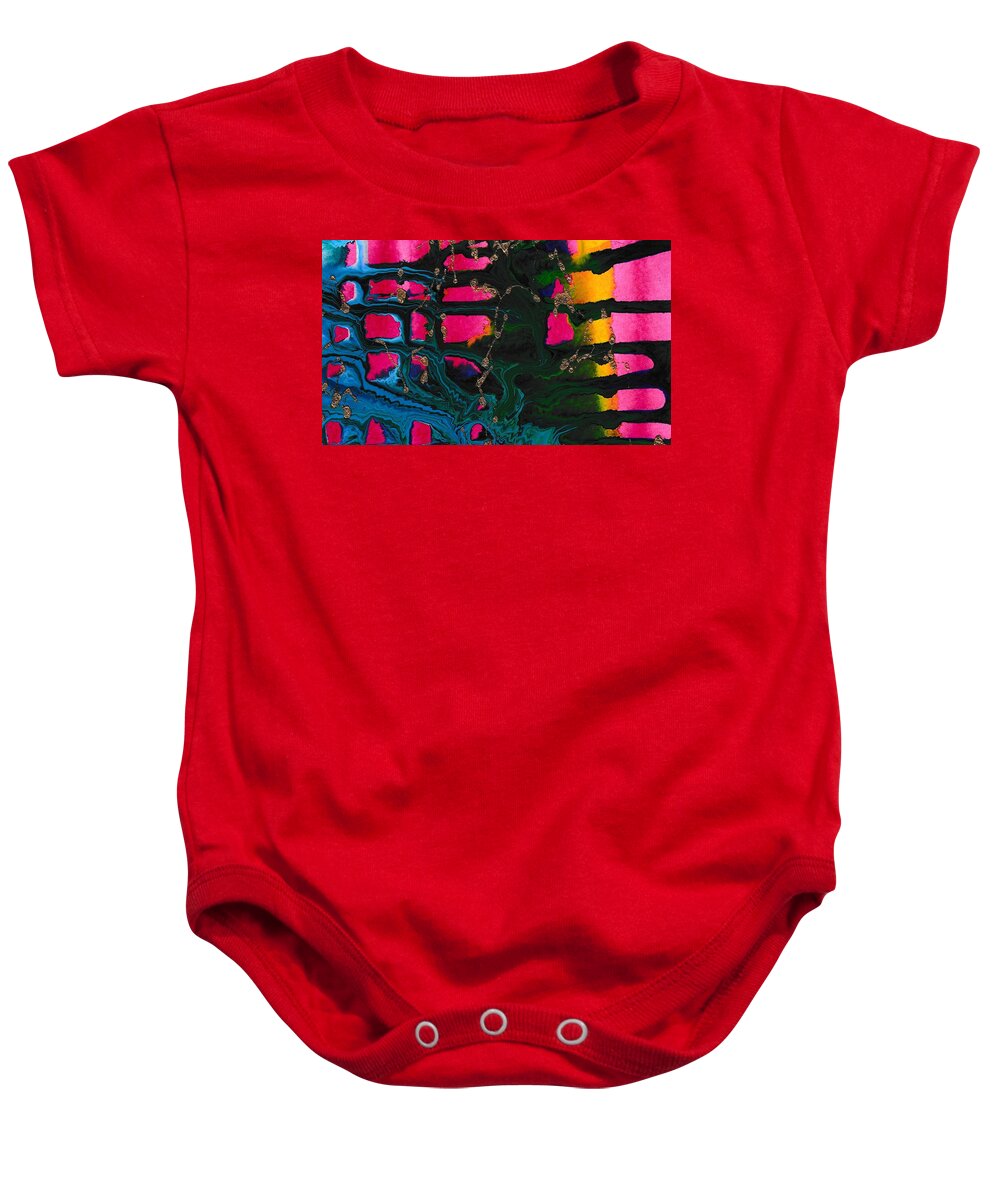 Abstract Baby Onesie featuring the painting Abstracts series 3 - 5 by Louise Adams