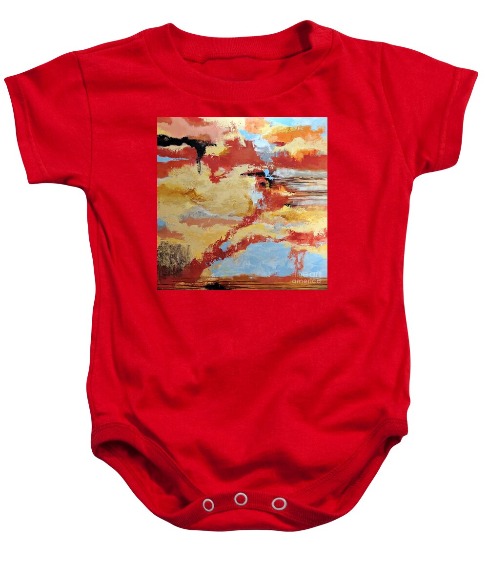 Cloudscape Baby Onesie featuring the painting Awakening the Fire by Mary Mirabal