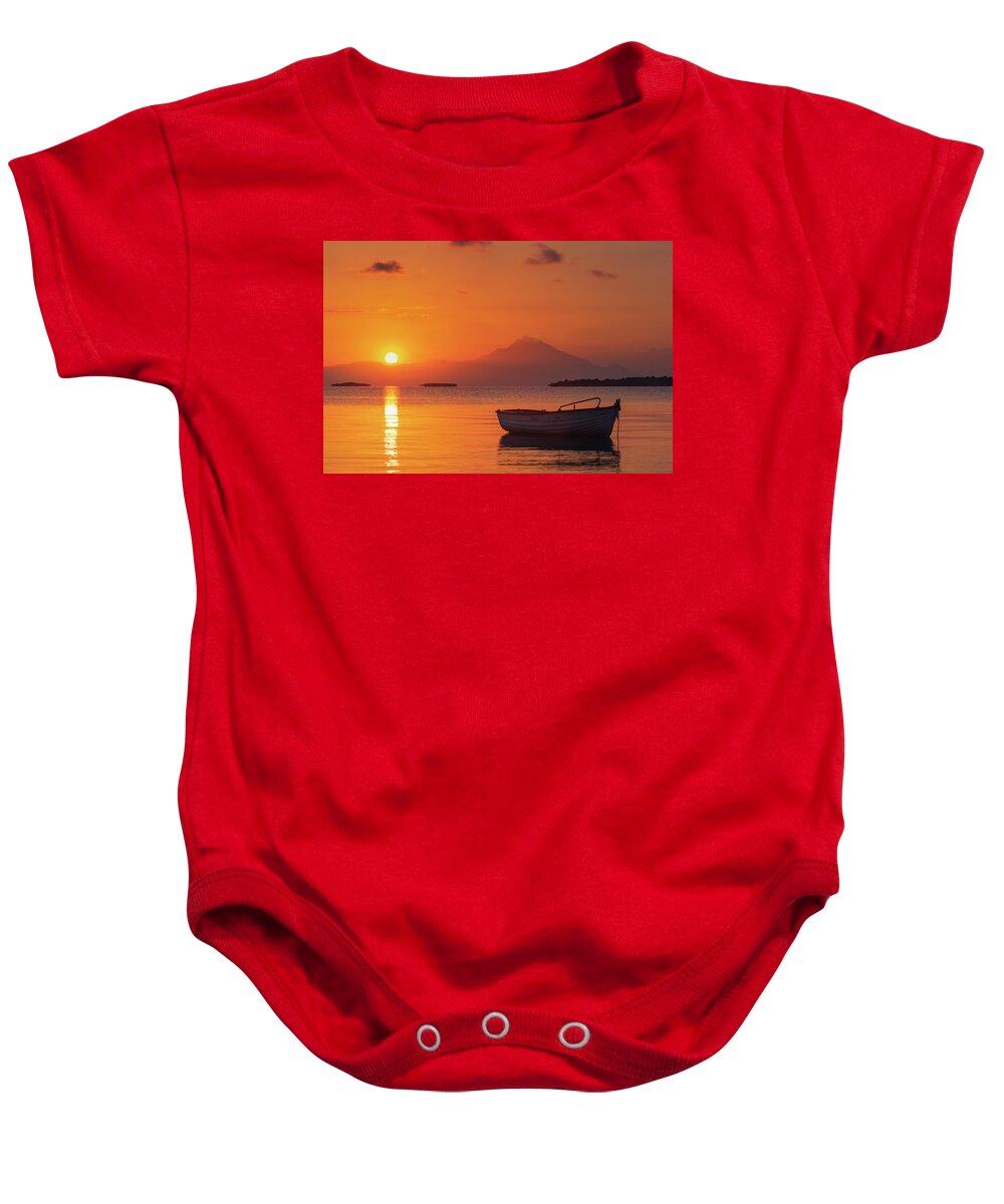Aegean Sea Baby Onesie featuring the photograph Chalkidiki Sunrise by Evgeni Dinev