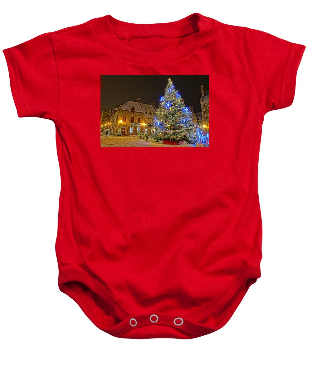 Quebec City Baby Onesie featuring the photograph Christmas Time in Quebec City by Patricia Caron
