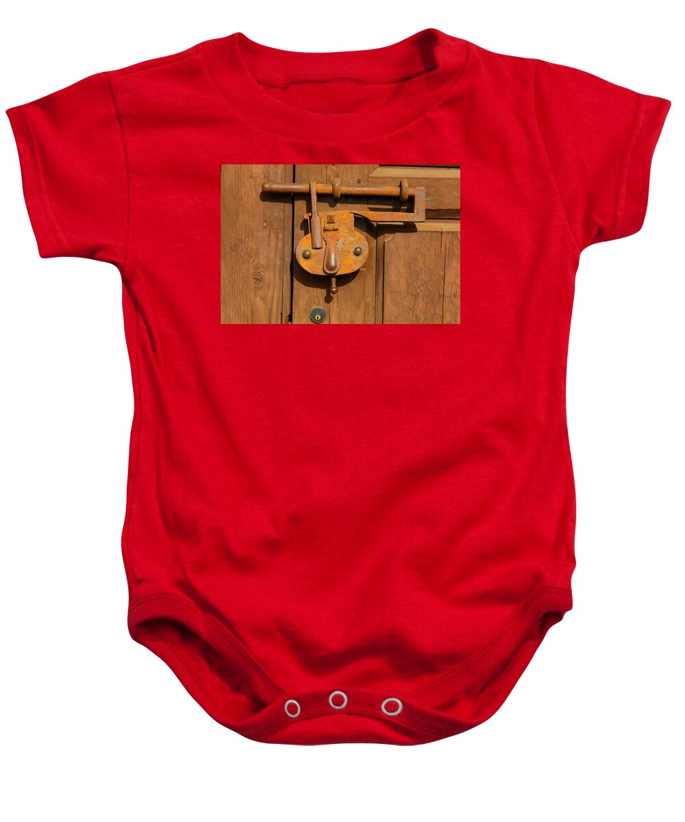 Photography Baby Onesie featuring the photograph Close-up Of An Old Lock, Santa Fe, New by Panoramic Images