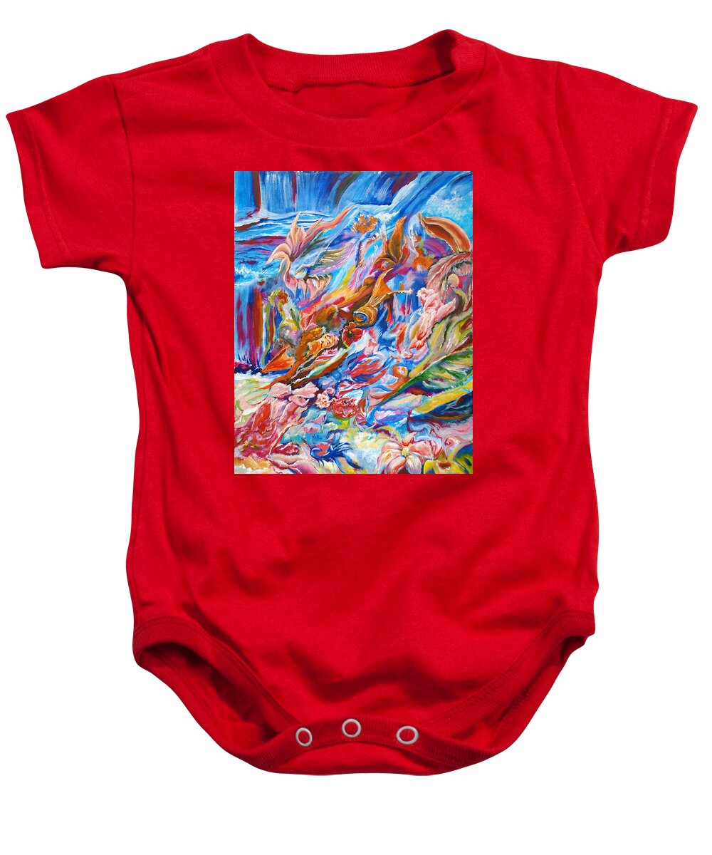 Inspirational Baby Onesie featuring the painting Dancing Flowers by Medea Ioseliani
