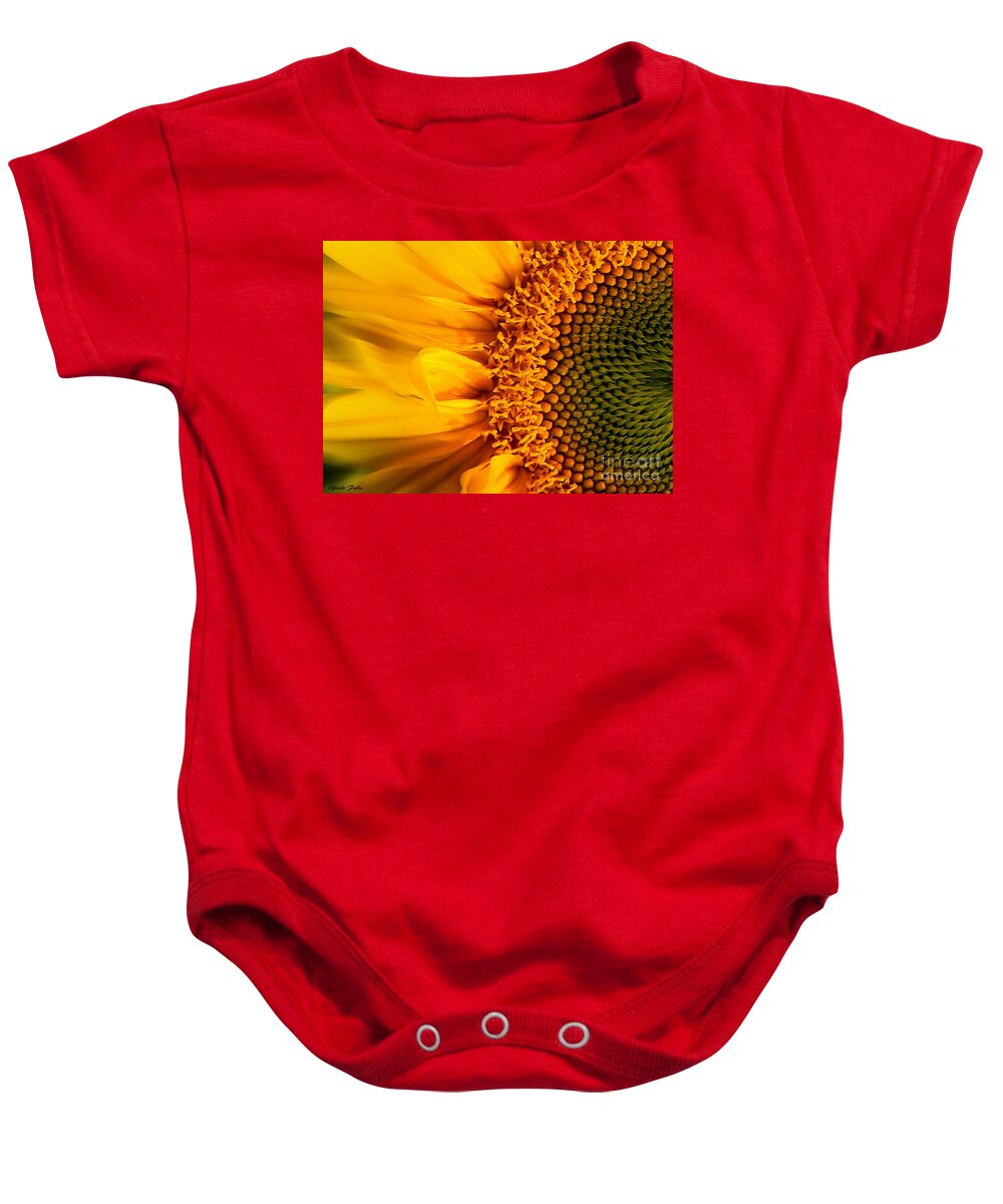 Sunflower Baby Onesie featuring the photograph Delight by Elfriede Fulda