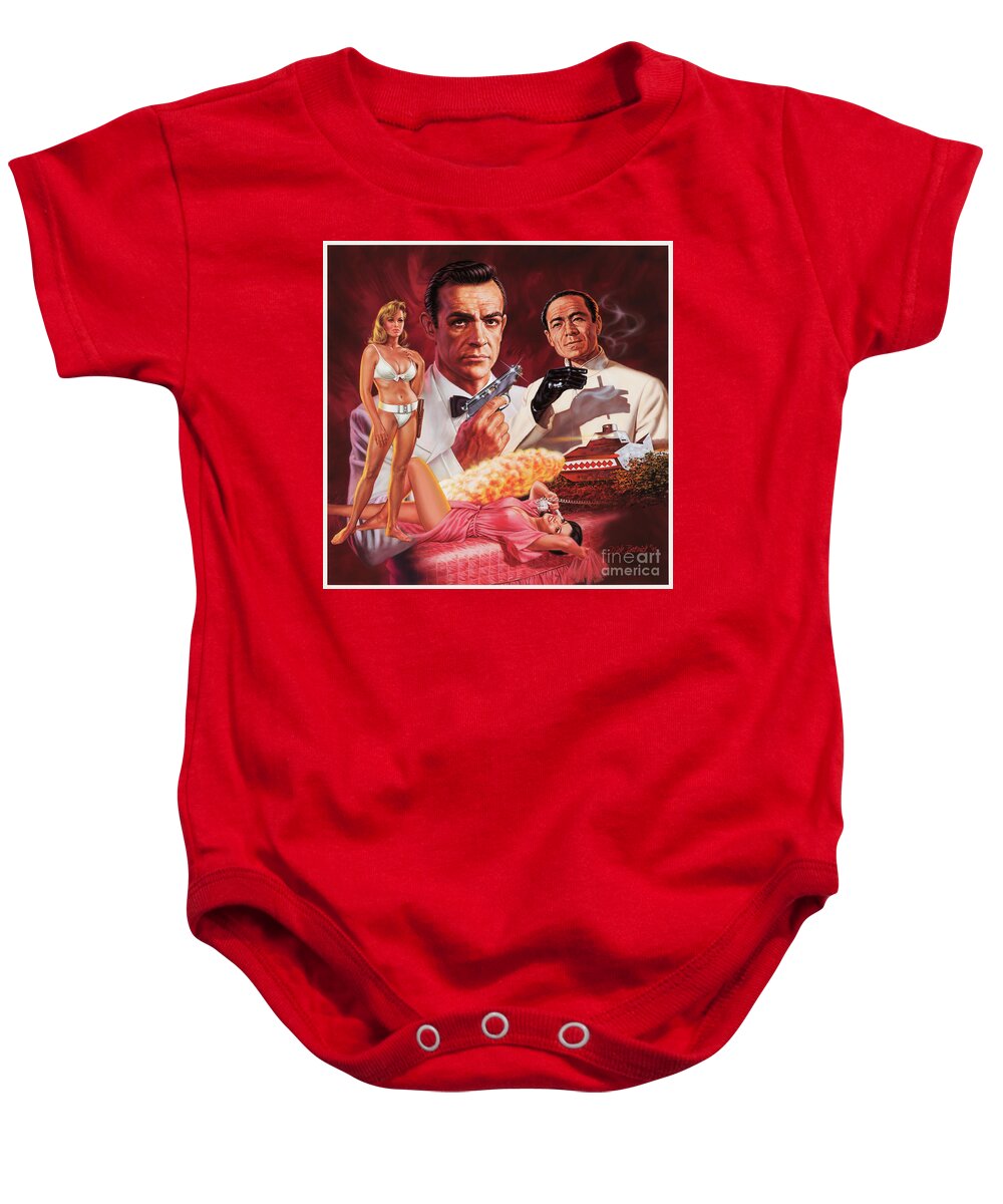 James Bond Baby Onesie featuring the painting Dr. No by Dick Bobnick